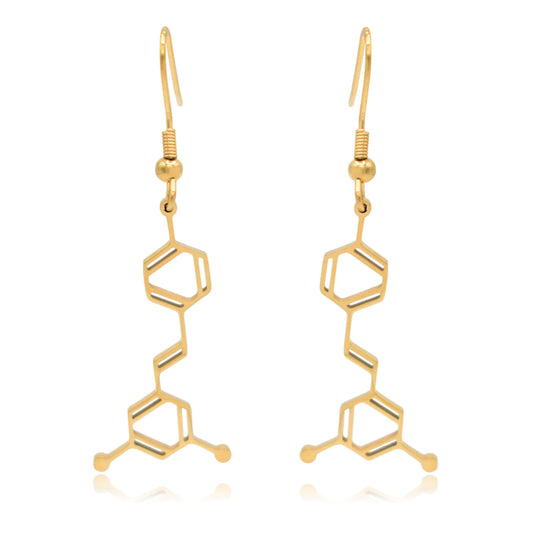 Wine Resveratrol Molecule Stainless Steel Dangle Earrings