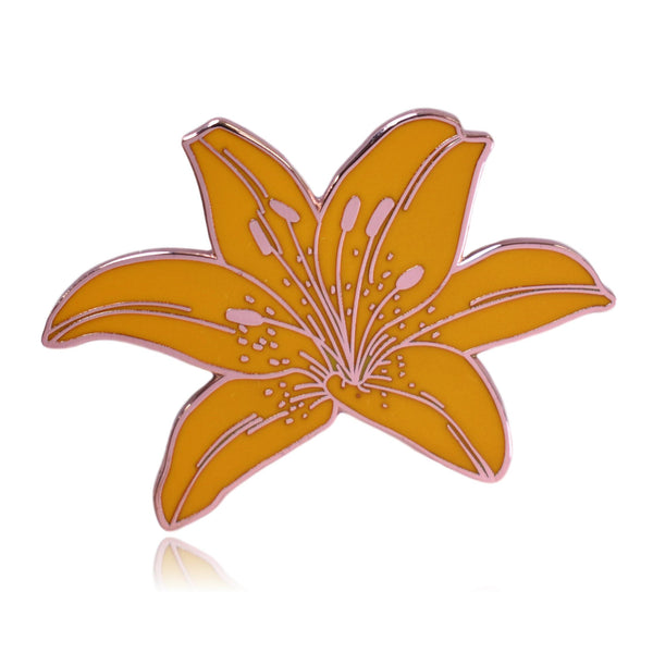 Tiger Lily Flower Hard Enamel Lapel Pin