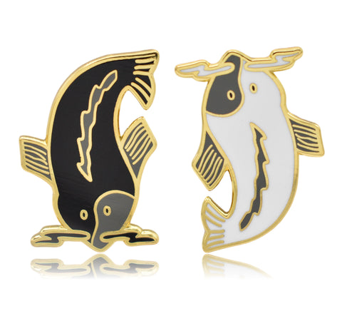 Yin and Yang Koi Fish Hard Enamel Lapel Pins